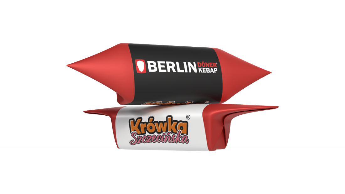Krówki reklamowe z logo Berlin Döner Kebap — cukierki z logo dla gastronomii