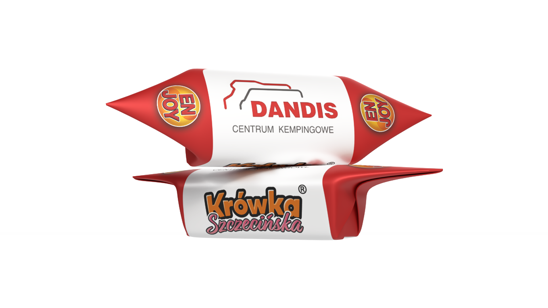 Krówki z logo Centrum Kampingowego Dandis — krówki firmowe