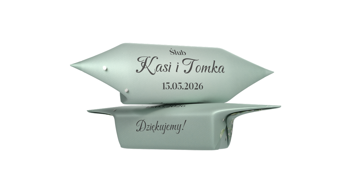 Krówki personalizowane na wesele z napisem Dziękujemy — wzór 2